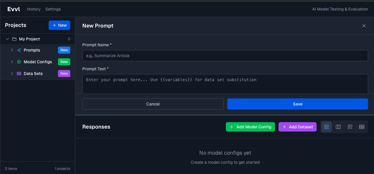 Evvl - AI Model Comparison Interface